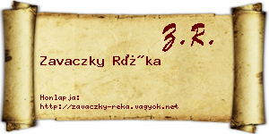 Zavaczky Réka névjegykártya